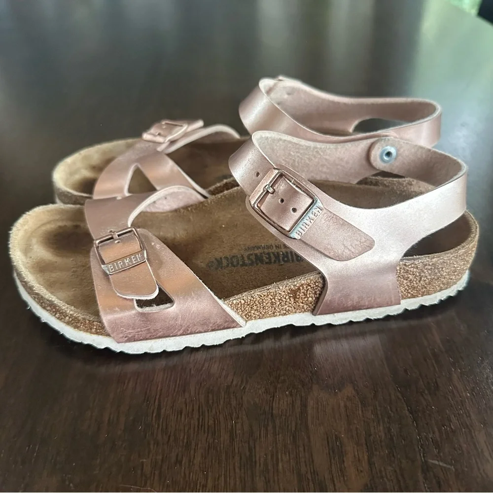 Birkenstock Girls Rio AS Electric Metal Copper Pink Sandals 34 3 3.5 - Picture 3 of 6